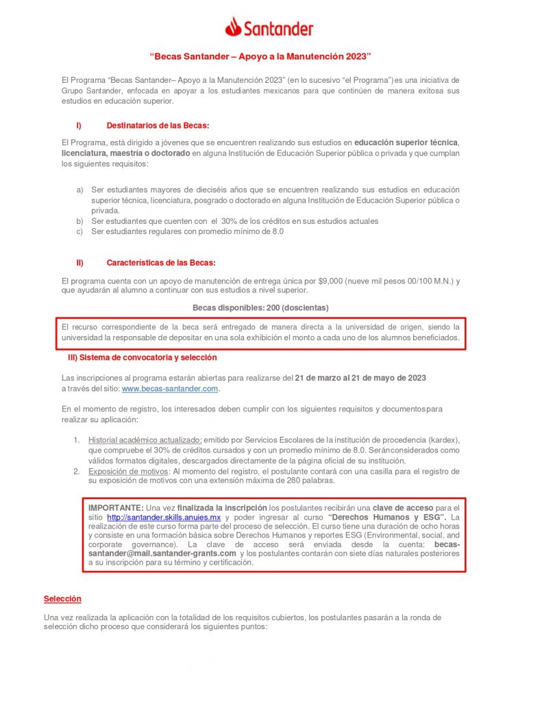 Becas Santander Apoyo A La Manutenci N Unich